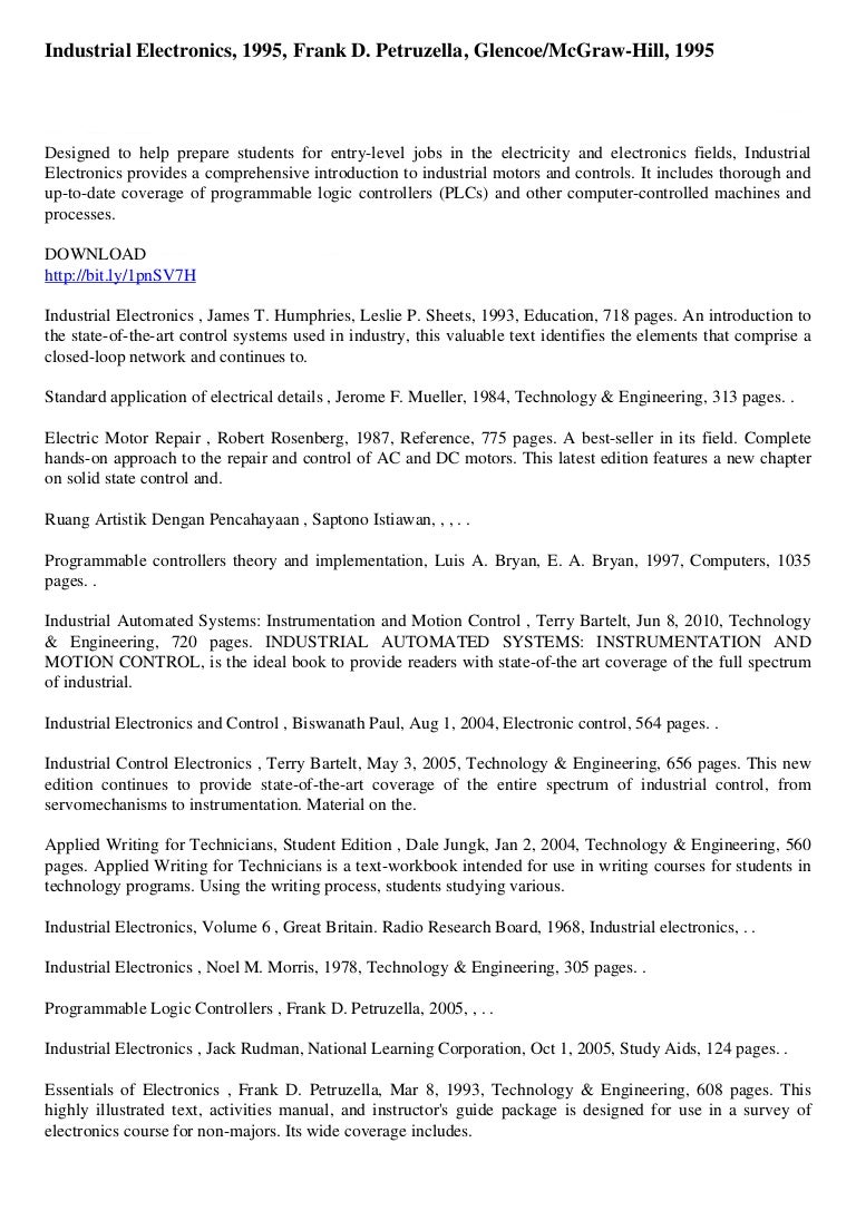 Industrial electronics by frank d petruzella free download